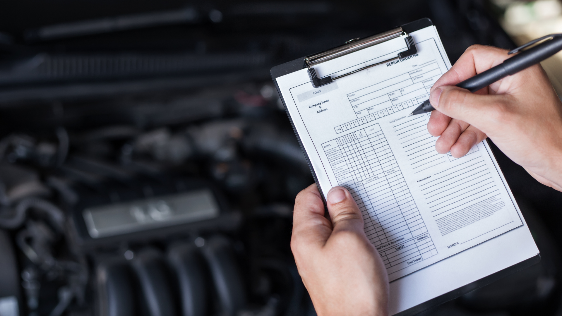 independent vehicle inspection checklist with a car int he background